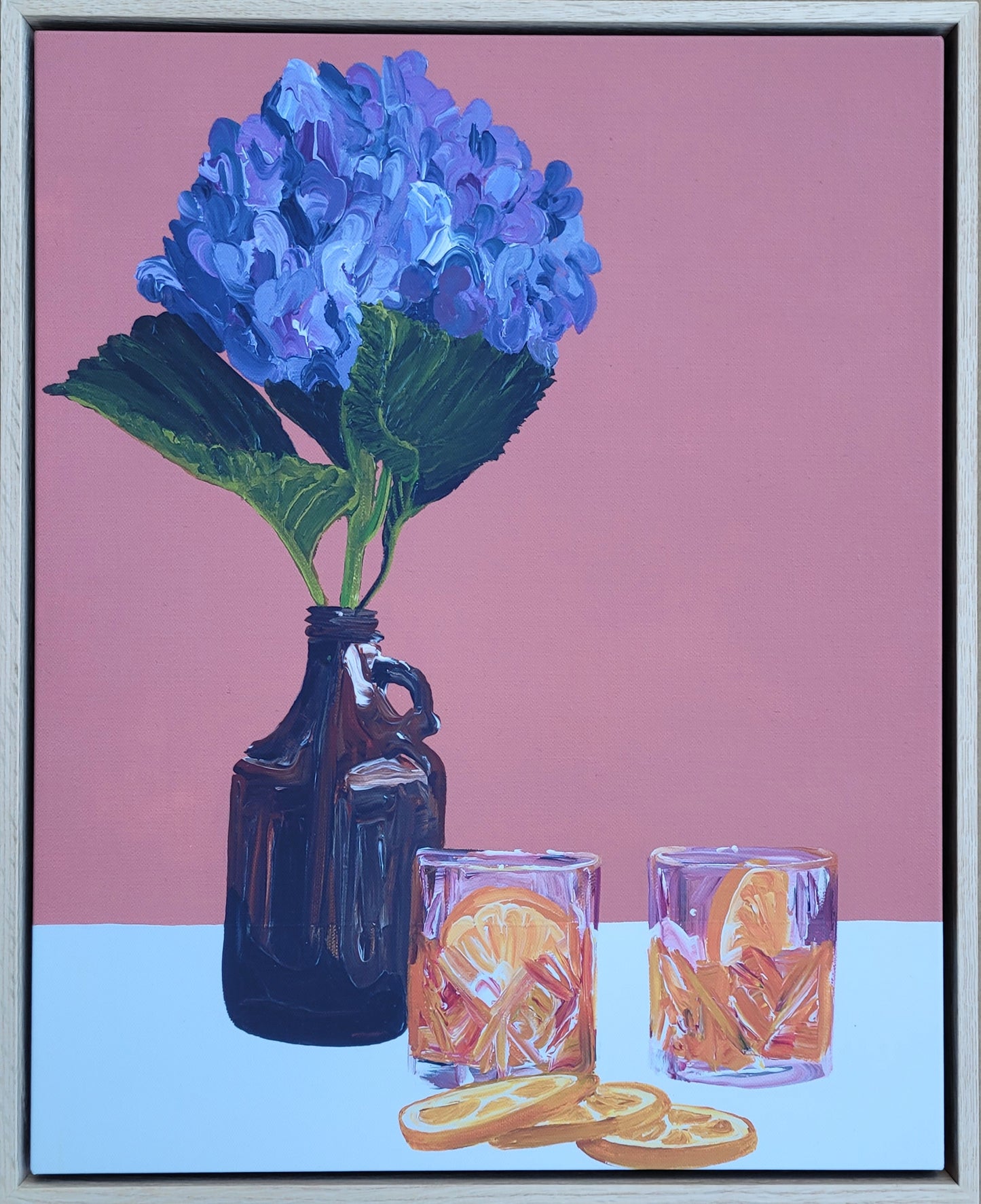 Framed Canvas Flowers and Negronis