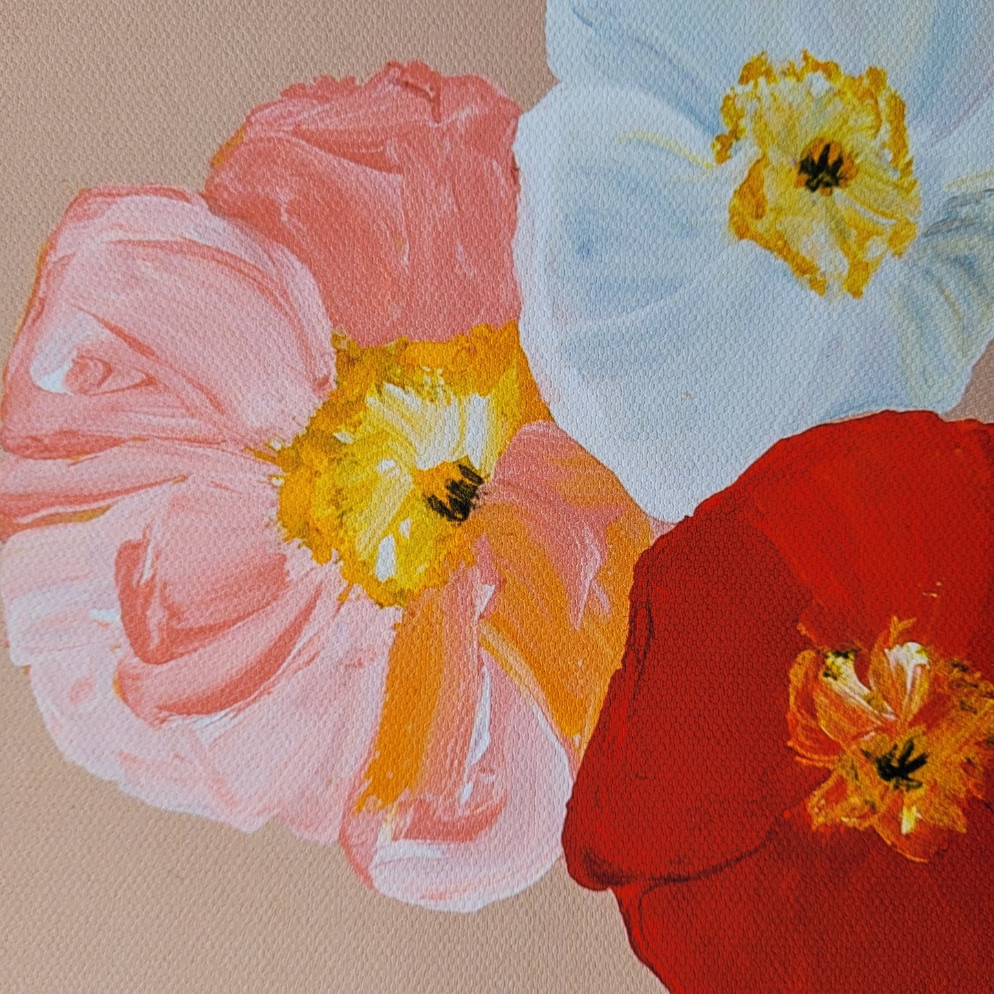 Framed Canvas Print Blue Lemon Poppy
