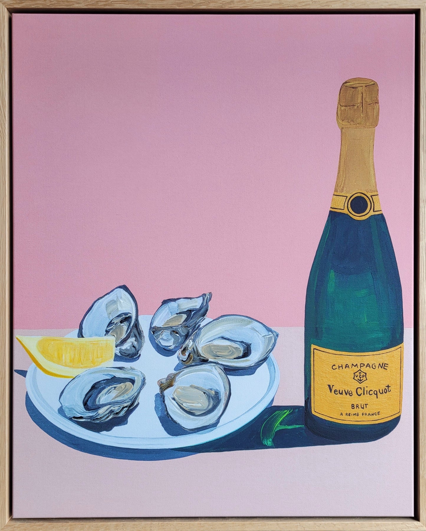 Framed Canvas Print Oysters and Champagne