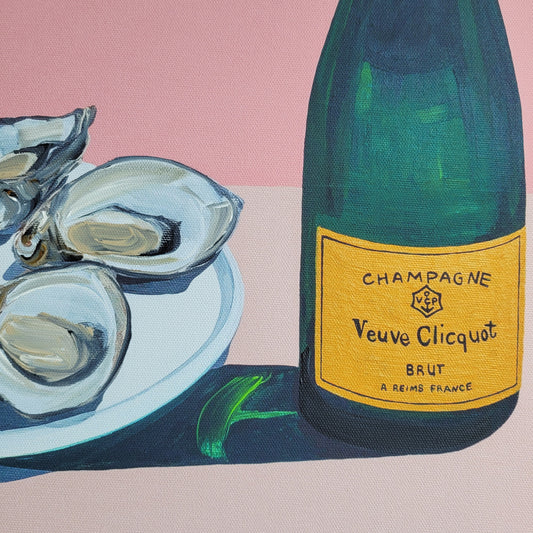 Framed Canvas Print Oysters and Champagne