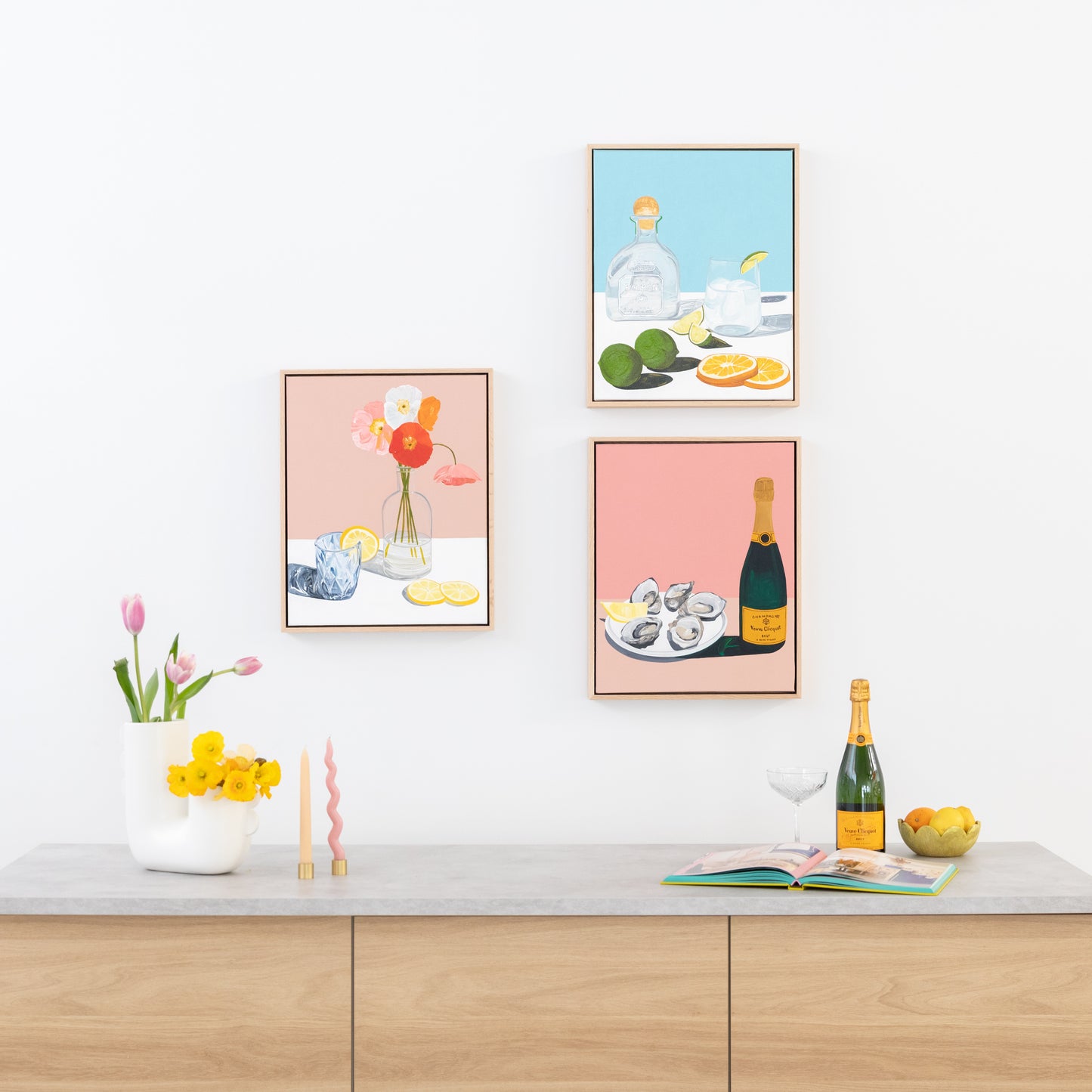 Framed Canvas Print Oysters and Champagne