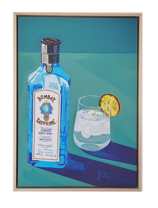 Framed Canvas Print 'Gin & Tonic with Charred Lemon & Fresh Thyme'