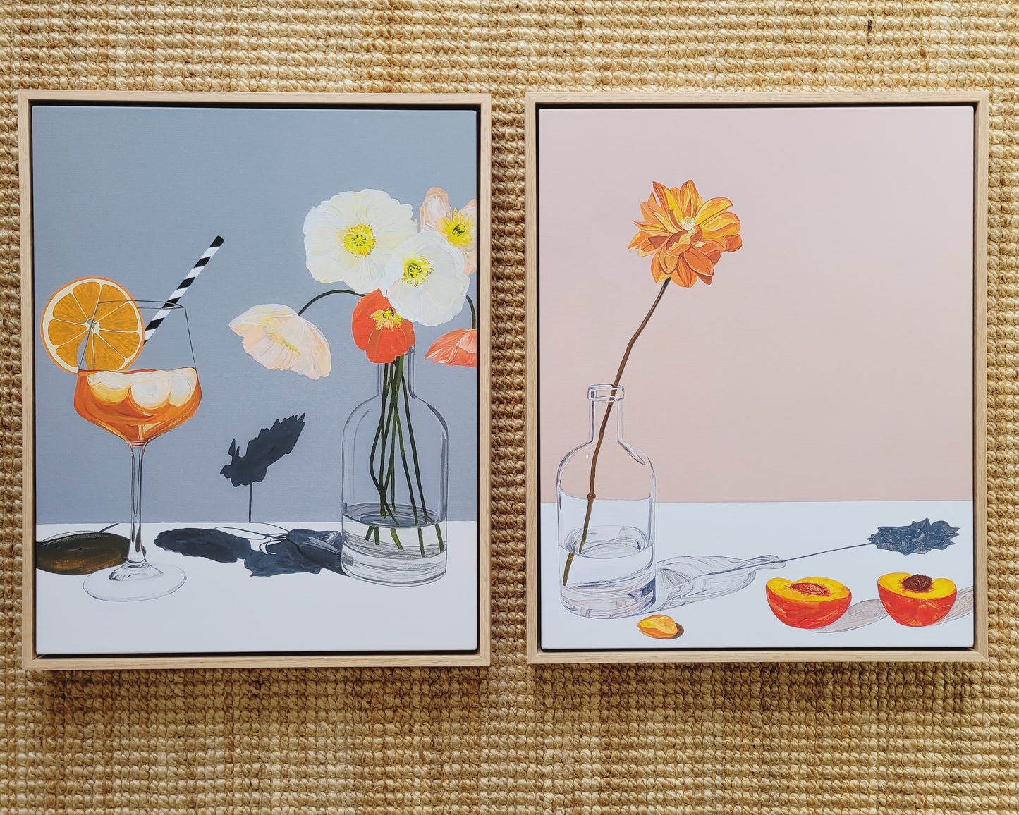 Framed Canvas Print 'Aperol Spritz and Fresh Flowers'