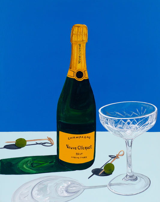 Framed Canvas Print 'Champagne and Olives'